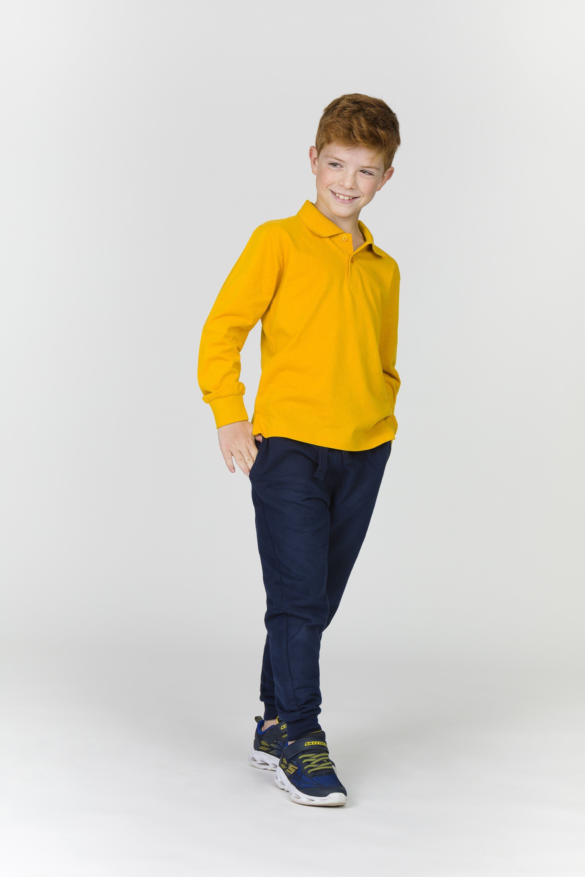 Polo de NIÑO amarillo básico manga larga Charanga