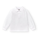 Basic white long sleeve boy's polo shirt