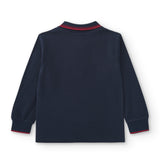 Navy boy's polo shirt with collar detail