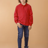 Basic red boy's polo shirt with buttons