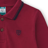 Red boy's polo shirt with collar detail