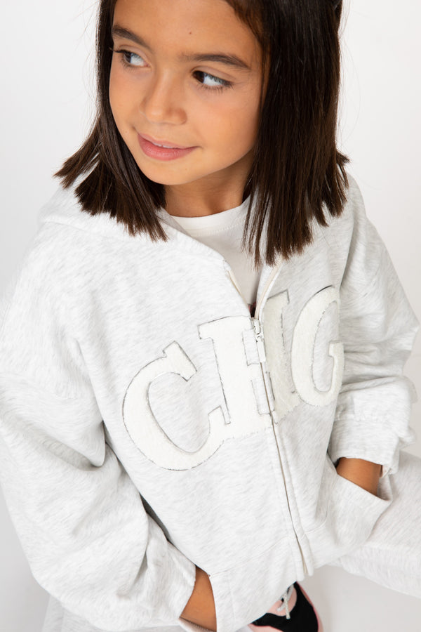 CHG girl's gray open sweatshirt