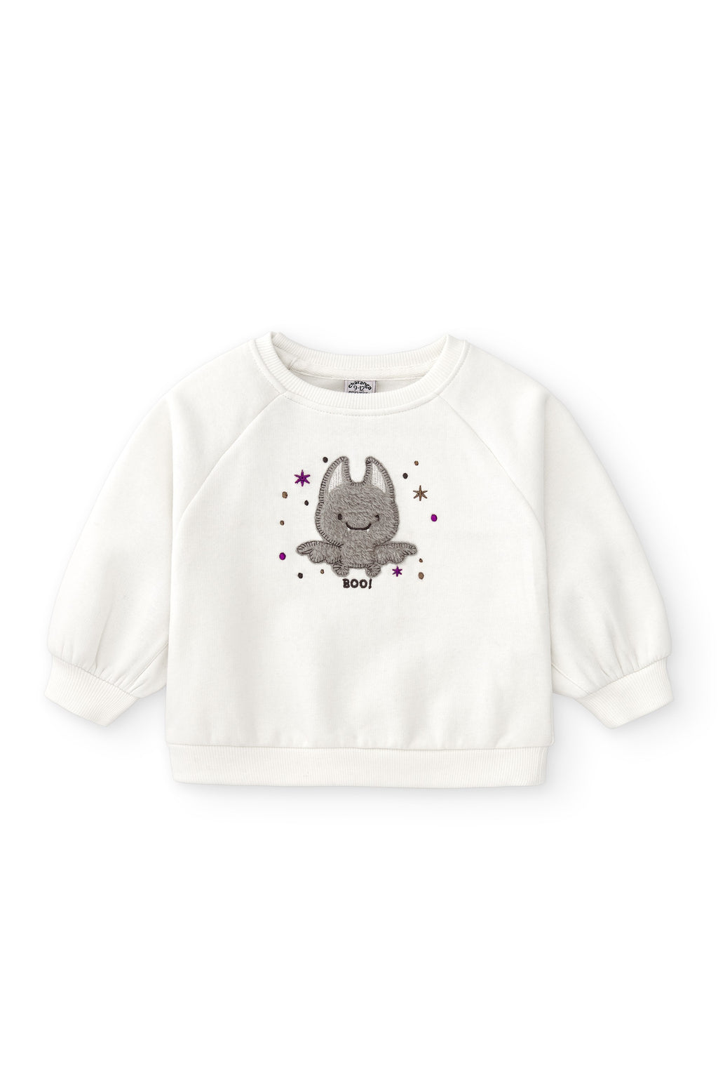 Sudadera de bebé en color crudo con dibujo de murciélago Charanga