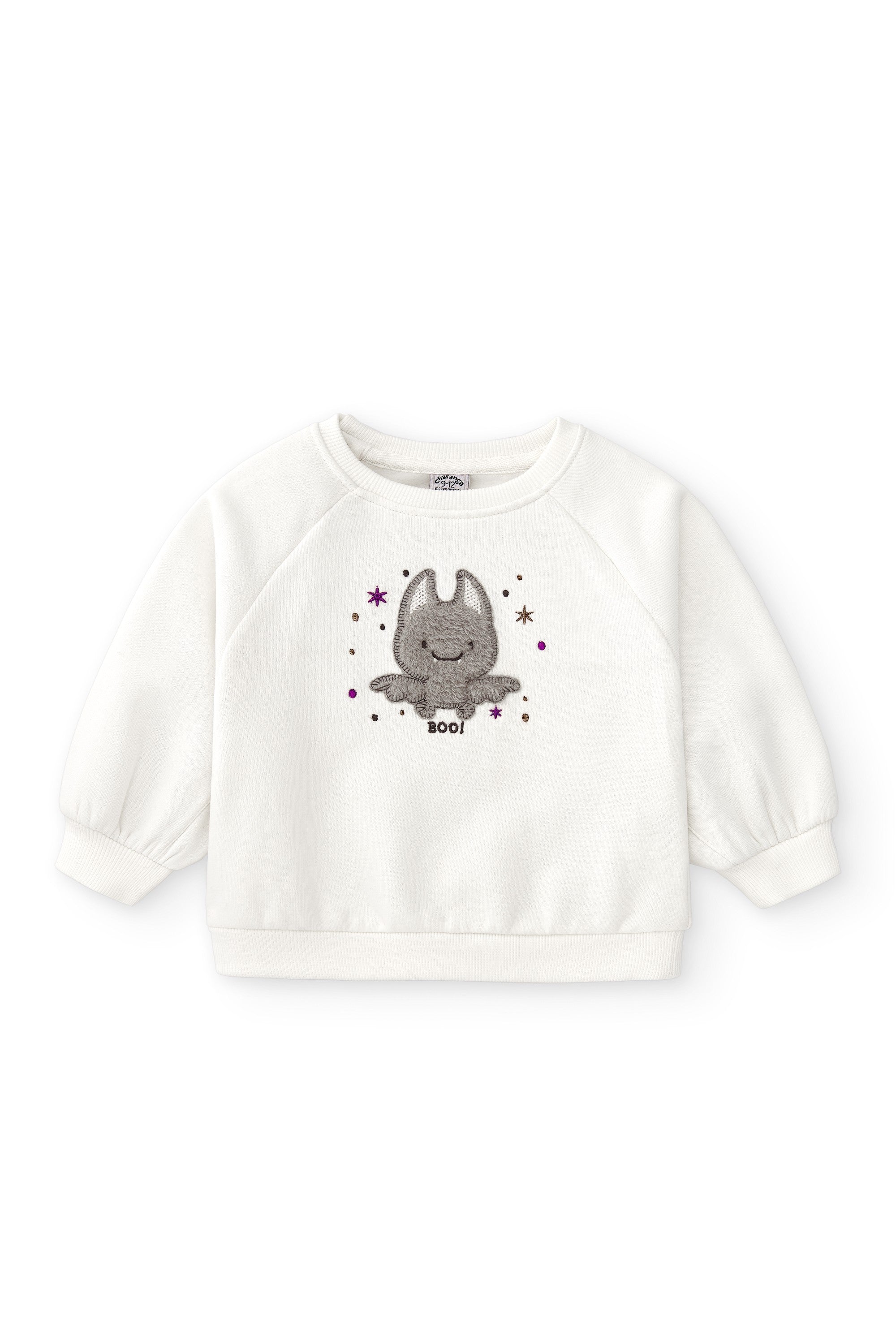 Sudadera de bebé en color crudo con dibujo de murciélago Charanga