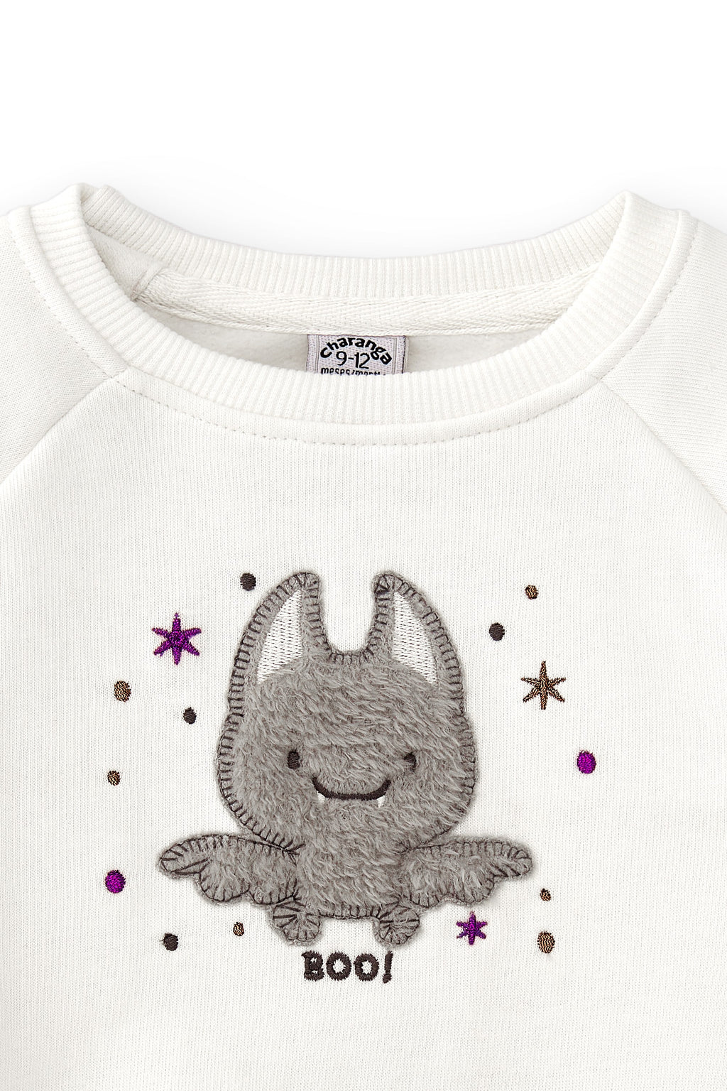 Sudadera de bebé en color crudo con dibujo de murciélago Charanga