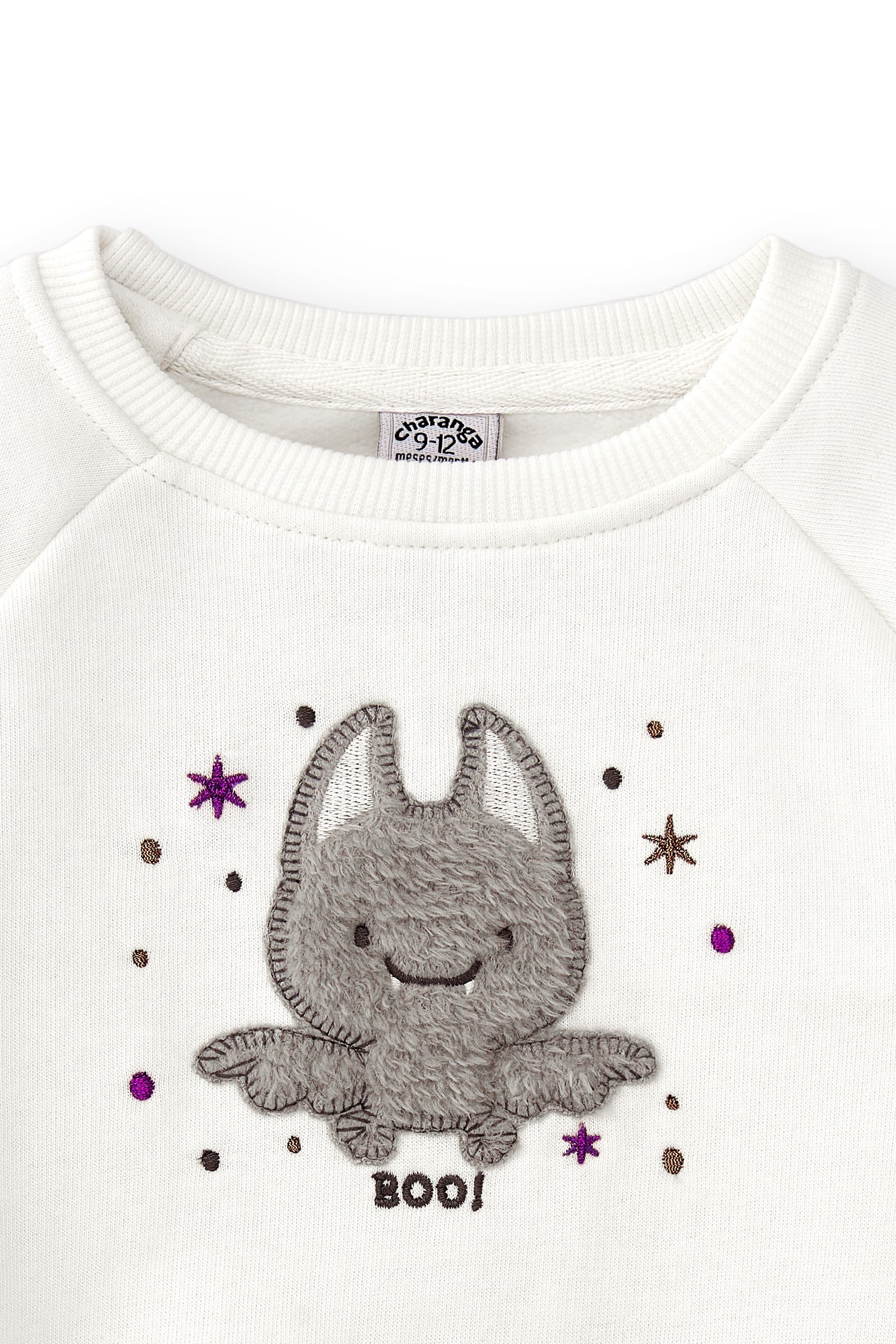 Sudadera de bebé en color crudo con dibujo de murciélago Charanga