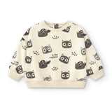 Closed baby sweatshirt with cats print