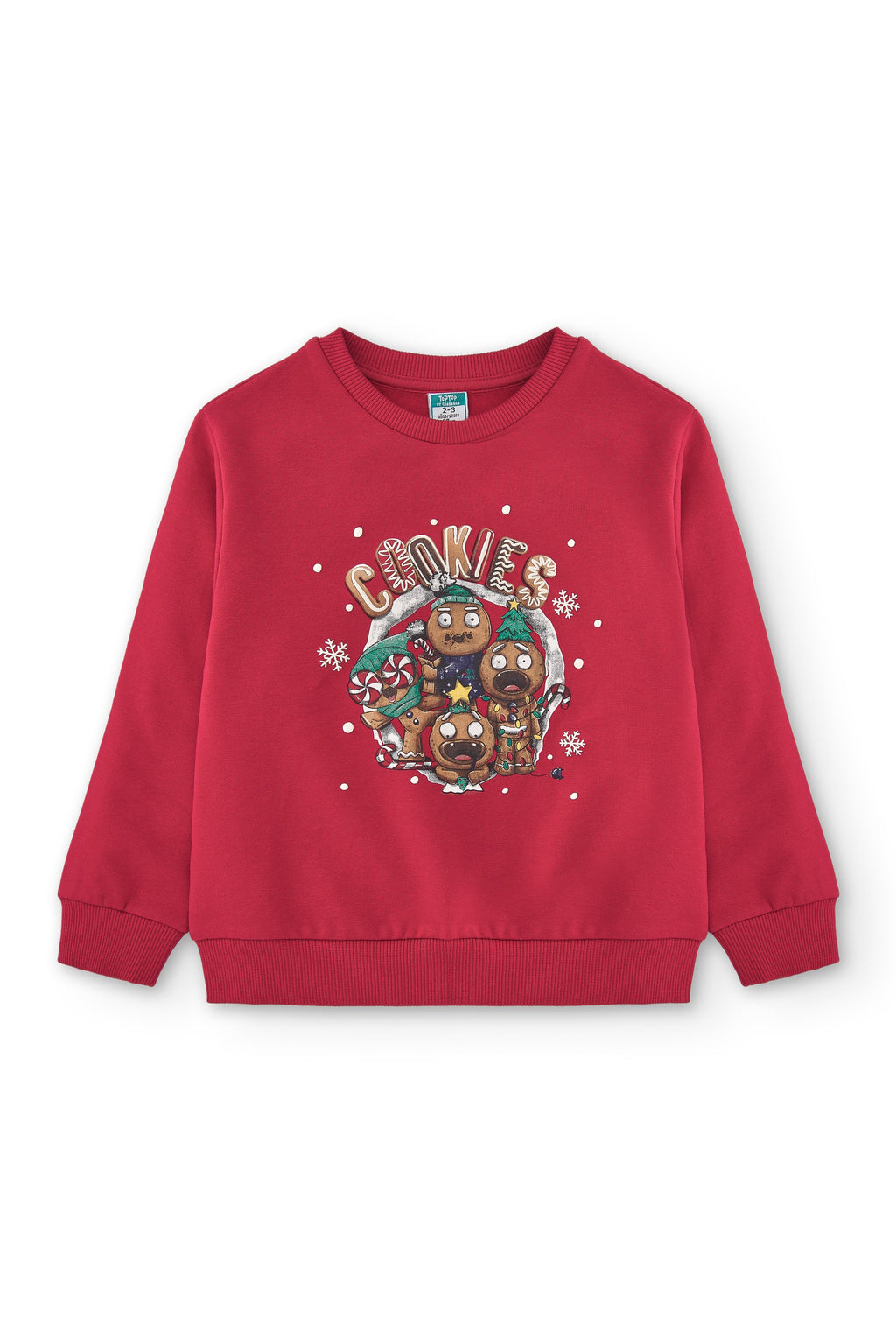 Sudadera navideña roja para niña vista frontal fondo blanco Charanga