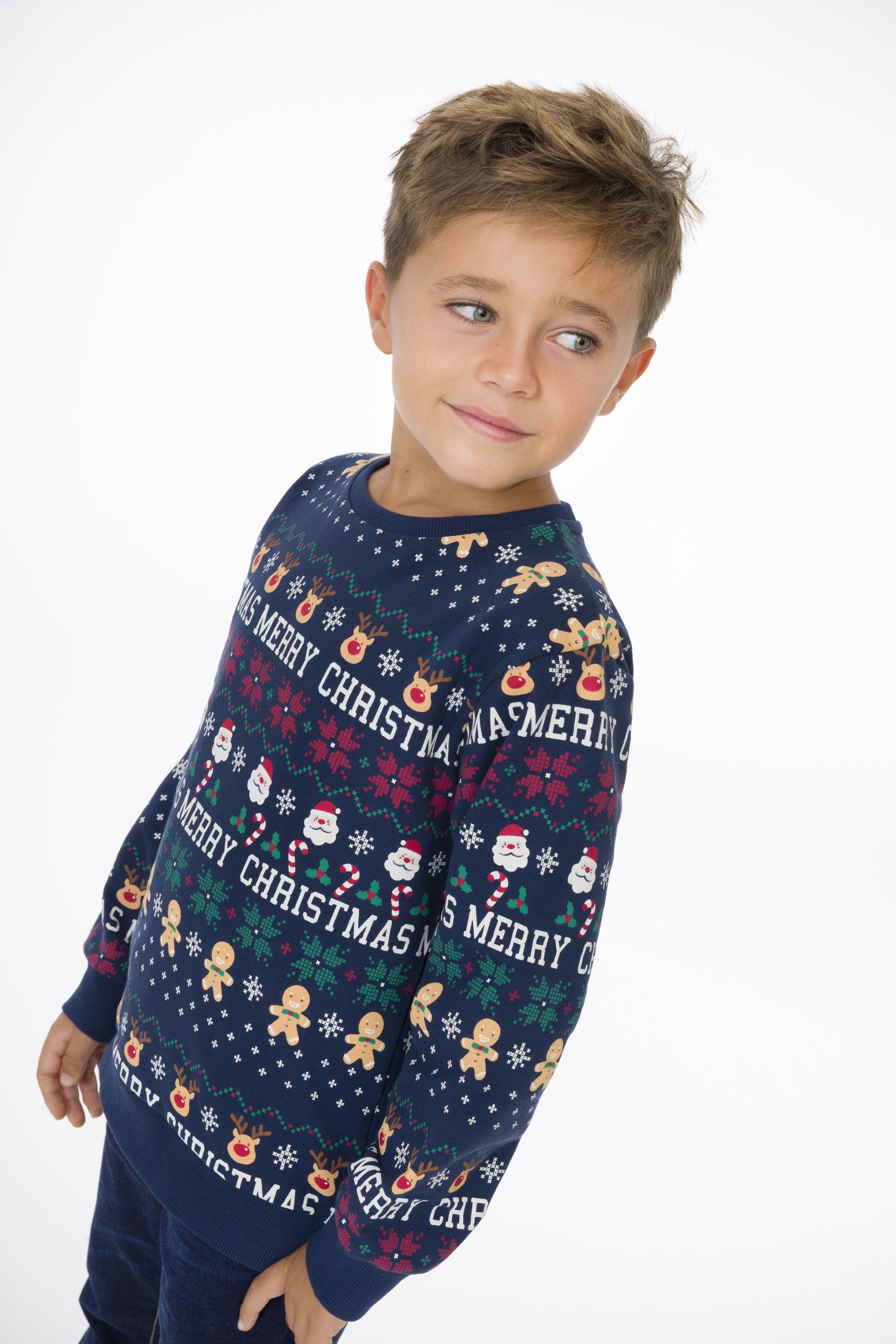 Sudadera cerrada de niño estampado navideño Charanga