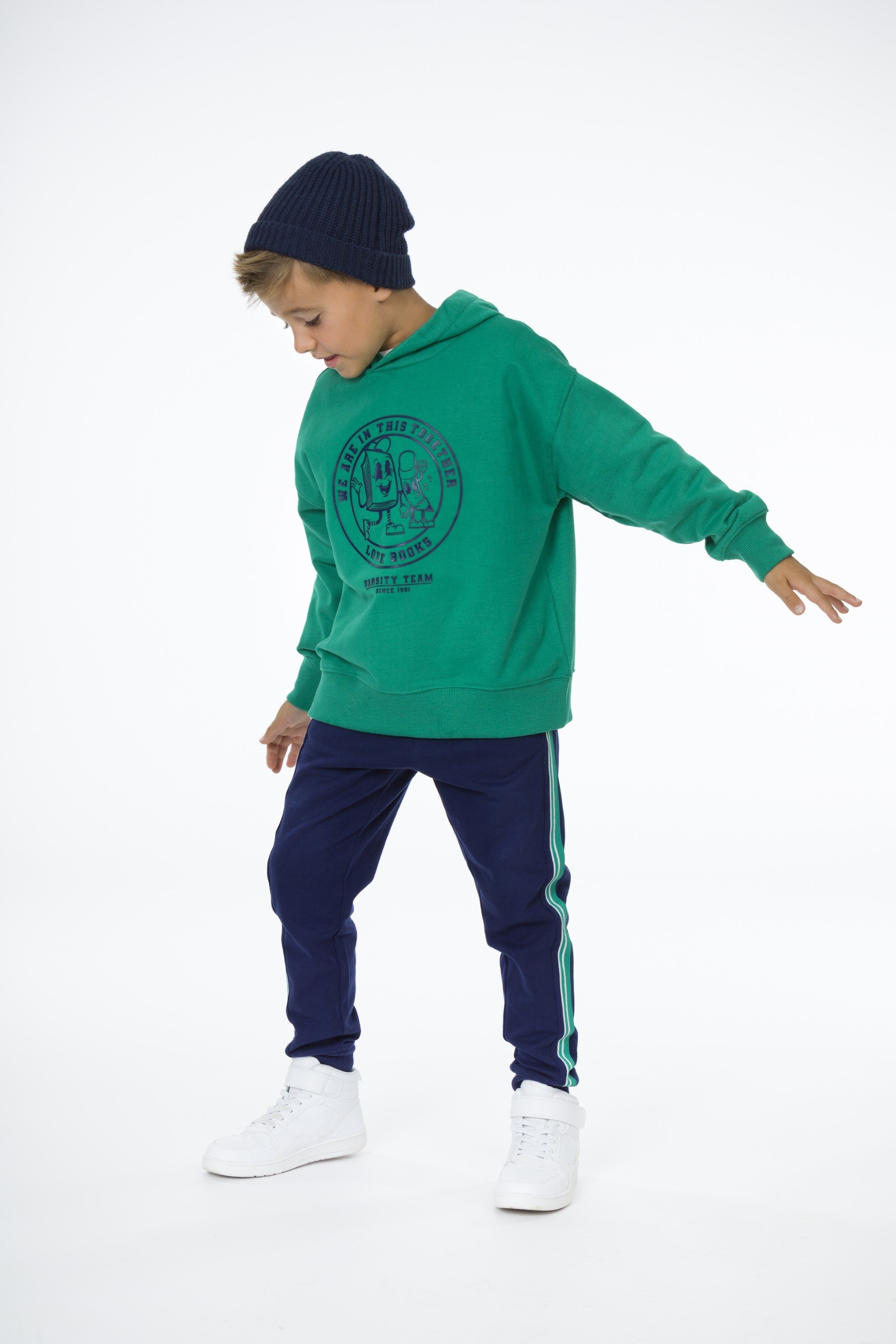 Sudadera cerrada de niño verde Charanga