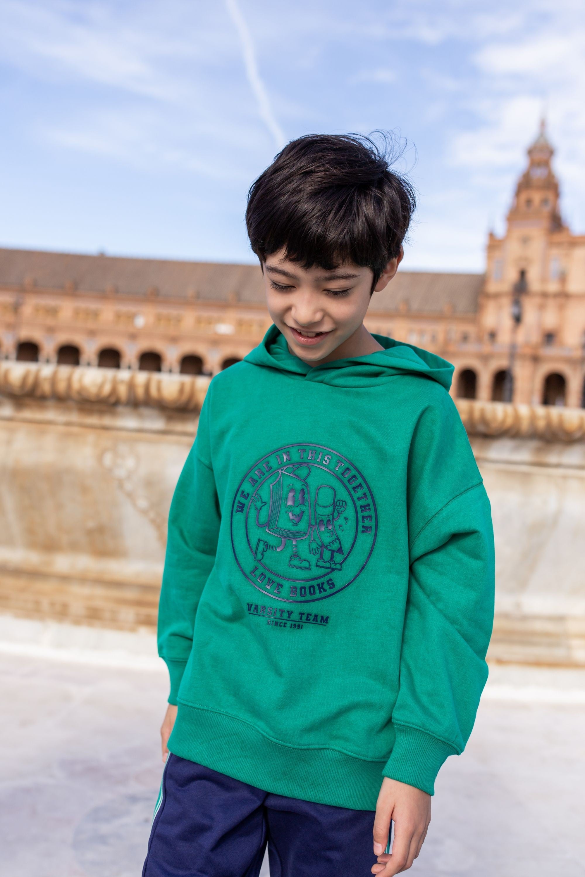 Sudadera cerrada de niño verde Charanga