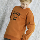 Brown Boy's Sweatshirt Look