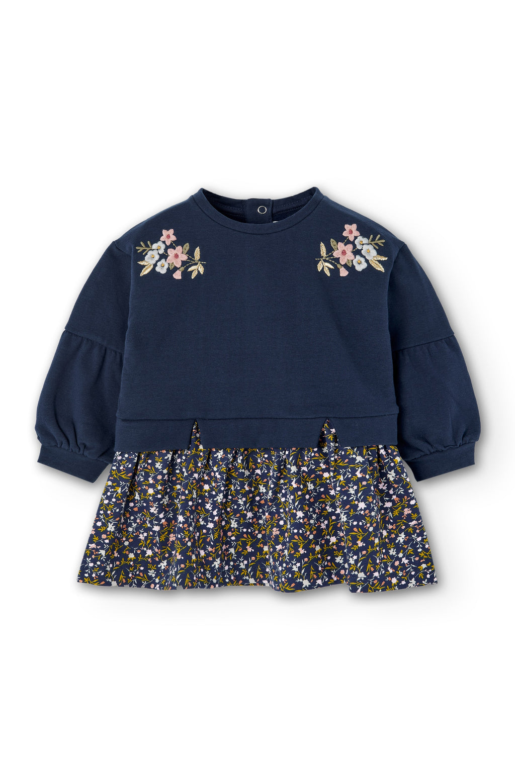 Vestido de bebé marino estampado flores Charanga