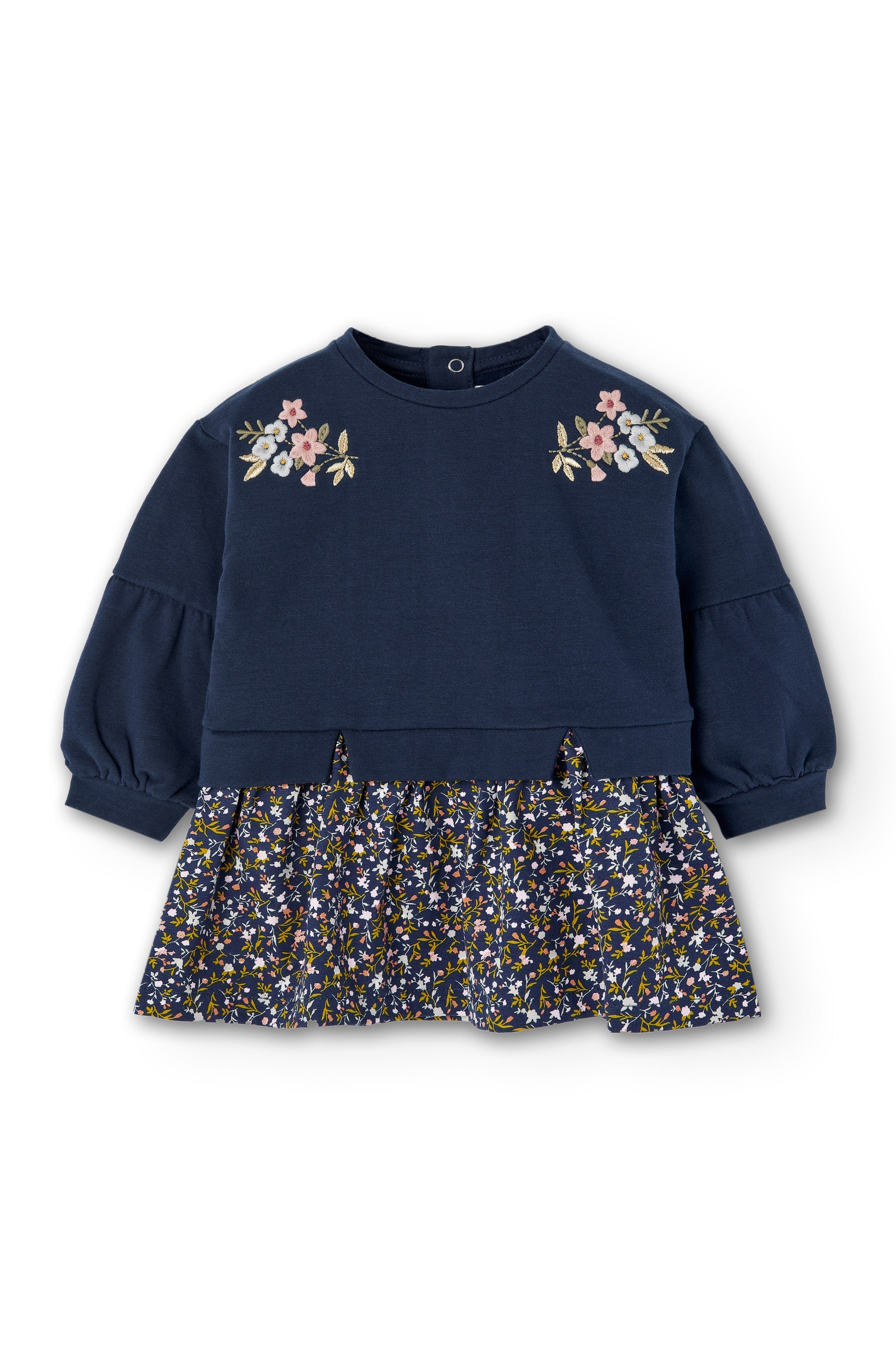 Vestido de bebé marino estampado flores Charanga